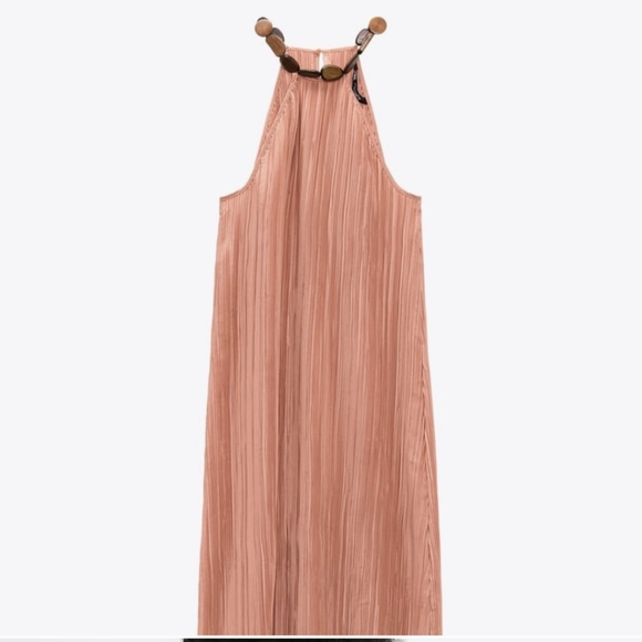 NWOT ZARA wood bead halter dress - Picture 4 of 8